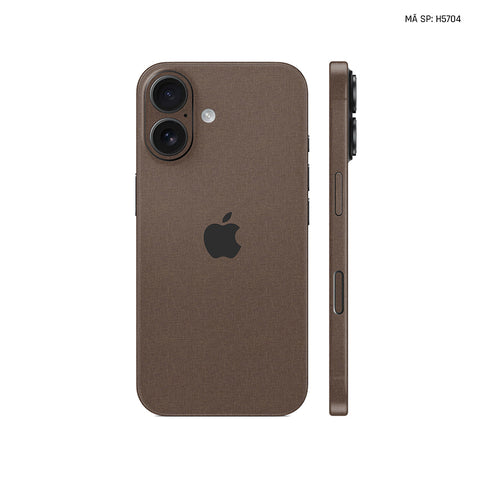Miếng Dán Da IPhone 16 Series Vân Vải Nâu | H5704