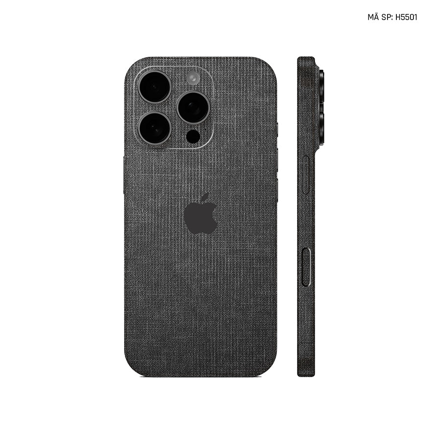 Miếng Dán Da IPhone 15 Series Vân Vải Xám | H5501