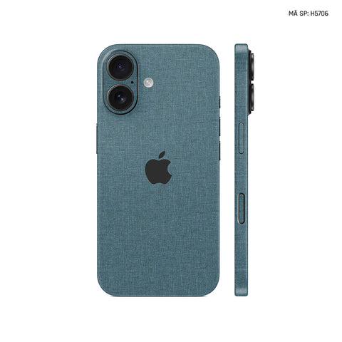 Miếng Dán Da IPhone 16 Series Vân Vải Xanh Cổ Vịt | H5706