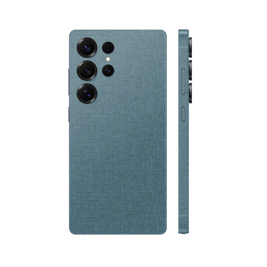 Miếng Dán Da Samsung Galaxy S24 Series Vân Vải Xanh Cổ Vịt