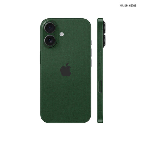 Miếng Dán Da IPhone 16 Series Vân Vải  Xanh Lá | H5705