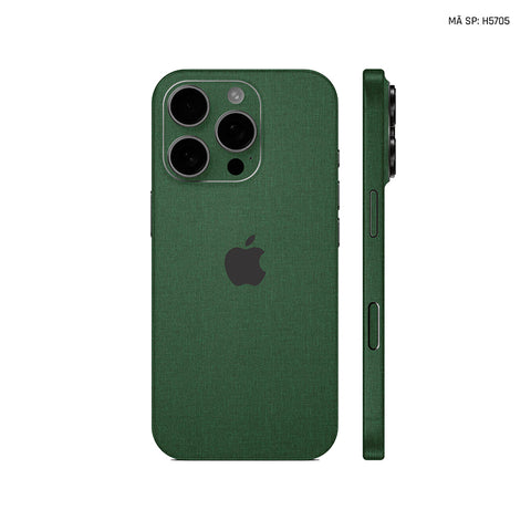 Miếng Dán Da IPhone 16 Series Vân Vải  Xanh Lá | H5705