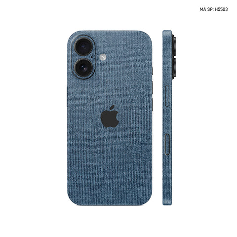 Miếng Dán Da IPhone 16 Series Vân Vải Xanh Navy | H5503