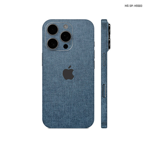 Miếng Dán Da IPhone 16 Series Vân Vải Xanh Navy | H5503