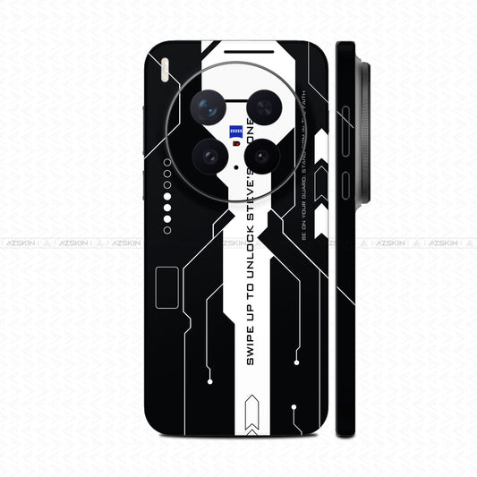 Dán Skin Vivo X300 Series In Hình Cyberpunk Trắng Đen 03