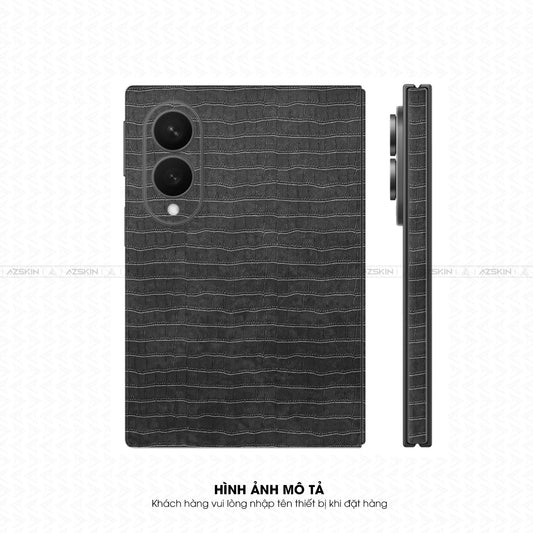 Miếng Dán Da Samsung Z Fold 8 Vân Cá Sấu Đen