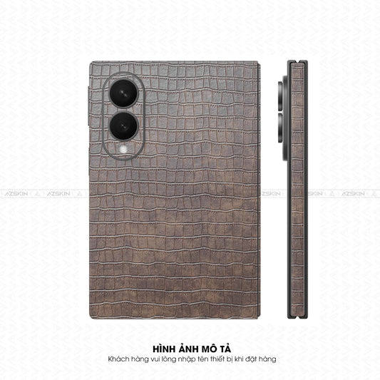 Miếng Dán Da Samsung Z Fold 8 Vân Cá Sấu Nâu