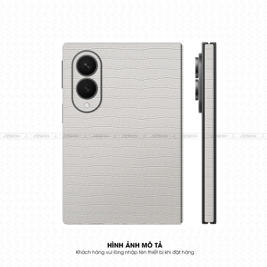 Miếng Dán Da Samsung Z Fold 8 Vân Cá Sấu Trắng