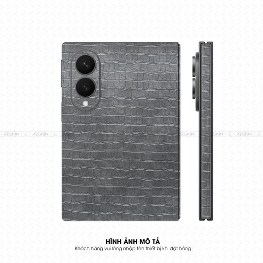 Miếng Dán Da Samsung Z Fold 8 Vân Cá Sấu Xám