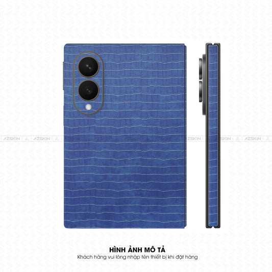 Miếng Dán Da Samsung Z Fold 8 Vân Cá Sấu Xanh Navy