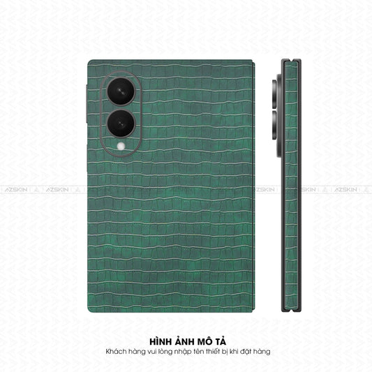 Miếng Dán Da Samsung Z Fold 8 Vân Cá Sấu Xanh Rêu