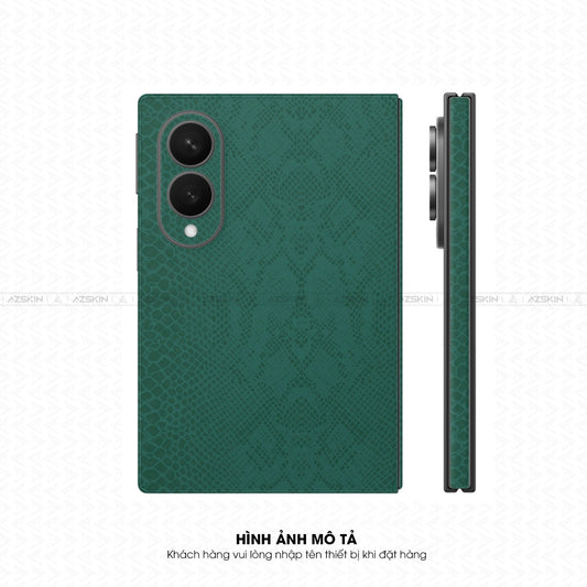 Miếng Dán Da Samsung Z Fold 8 Vân Rắn xanh rêu