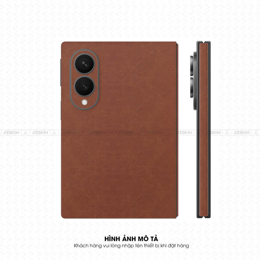 Miếng Dán Da Samsung Z Fold 8 Vân Nappa Nâu