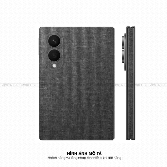 Miếng Dán Da Samsung Z Fold 8 Vân Vải Ghi Tối