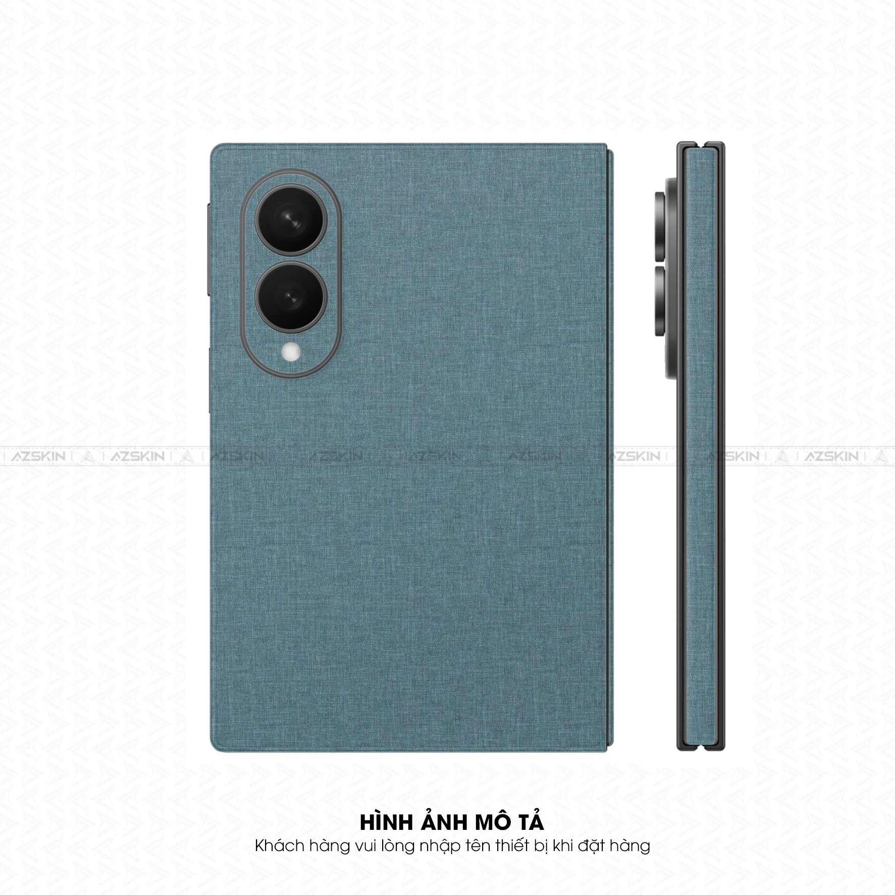 Miếng Dán Da Samsung Z Fold 8 Vân Vải Xanh Cổ Vịt