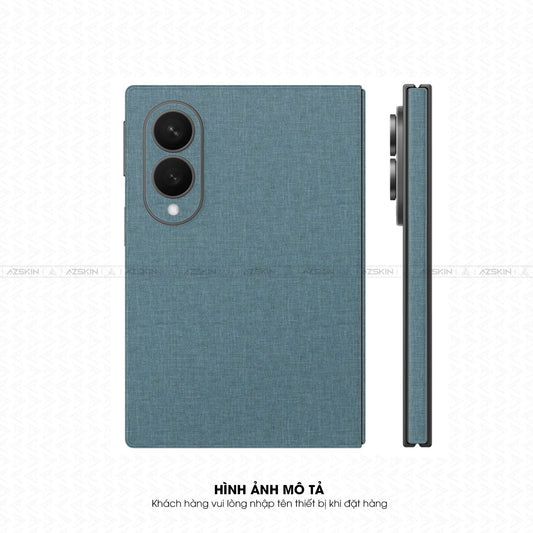 Miếng Dán Da Samsung Z Fold 8 Vân Vải Xanh Cổ Vịt