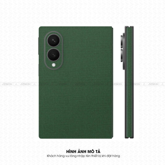 Miếng Dán Da Samsung Z Fold 8 Vân Vải Xanh Lá
