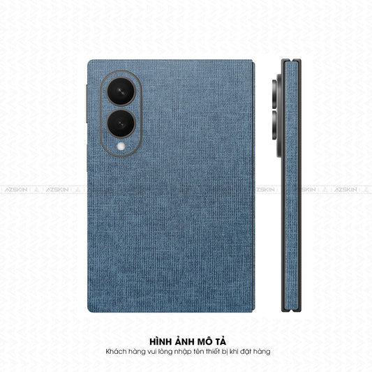 Miếng Dán Da Samsung Z Fold 8 Vân Vải Xanh Navy