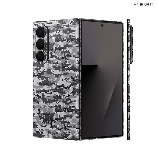 Dán Skin Galaxy Z Fold 7 Vân Camo Digital Xám | UVPT11