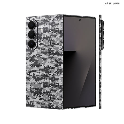 Dán Skin Galaxy Z Fold 7 Vân Camo Digital Xám | UVPT11