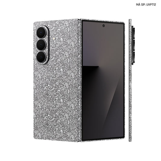 Dán Skin Galaxy Z Fold 7 Vân Nổi Cartoon Trắng | UVPT12