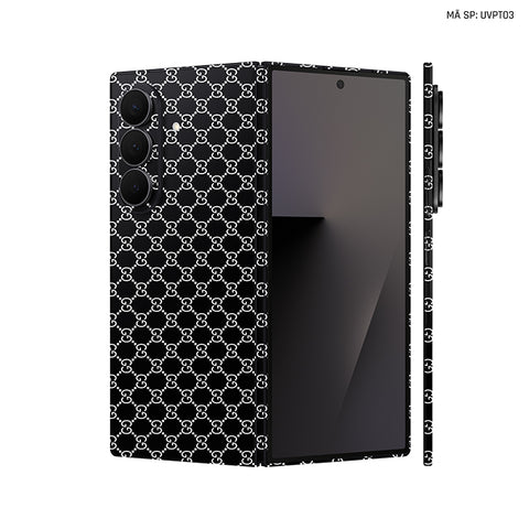 Dán Skin Galaxy Z Fold 7 Vân Nổi Gucci Đen Trắng | UVPT03