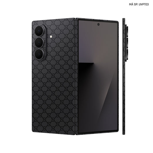 Dán Skin Galaxy Z Fold 7 Vân Nổi Gucci Đen | UVPT03