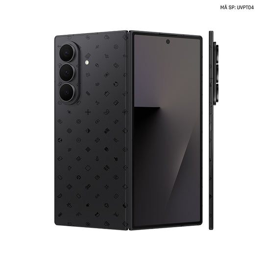 Dán Skin Galaxy Z Fold 7 Vân Nổi ICON Đen | UVPT04