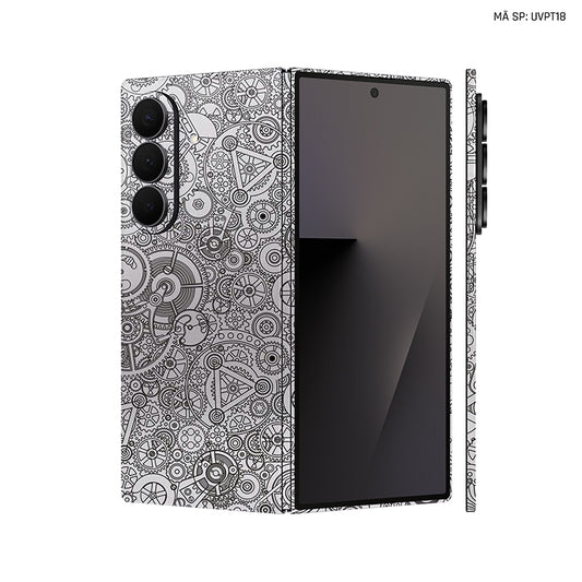 Dán Skin Galaxy Z Fold 7 Vân Nổi Động Cơ Trắng | UVPT18