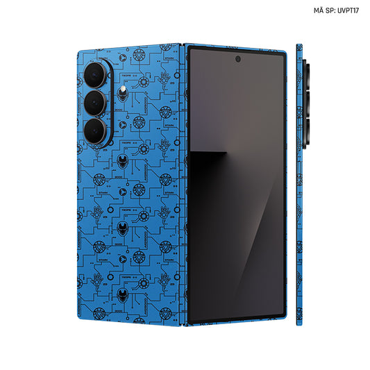 Dán Skin Galaxy Z Fold 7 Vân Nổi IRonman Xanh Blue | UVPT17