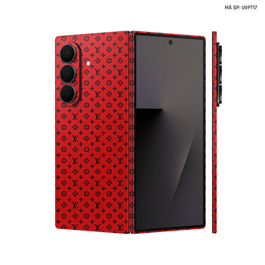 Dán Skin Galaxy Z Fold 7 Vân Nổi LV Đỏ Đen | UVPT16