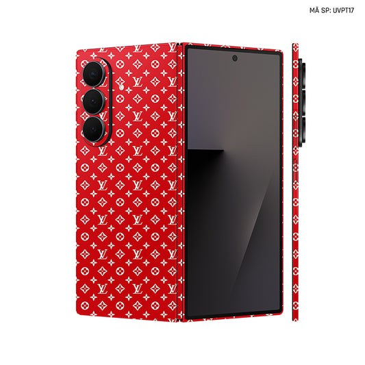 Dán Skin Galaxy Z Fold 7 Vân Nổi LV Đỏ Trắng | UVPT16