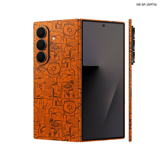 Dán Skin Galaxy Z Fold 7 Vân Nổi Vi Mạch 2023 Cam | UVPT14