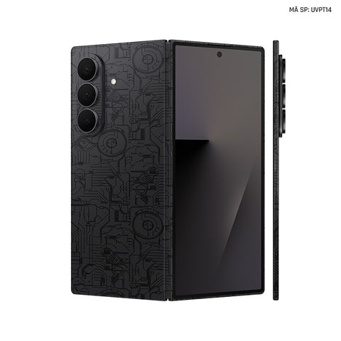 Dán Skin Galaxy Z Fold 7 Vân Nổi Vi Mạch 2023 Đen | UVPT14
