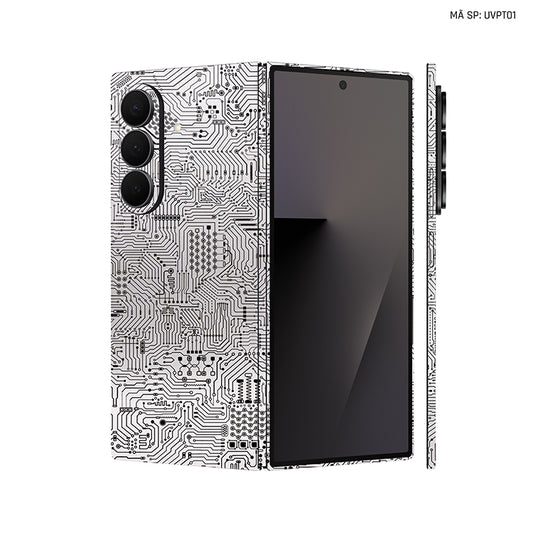 Dán Skin Galaxy Z Fold 7 Vân Nổi Vi Mạch Trắng | UVPT01