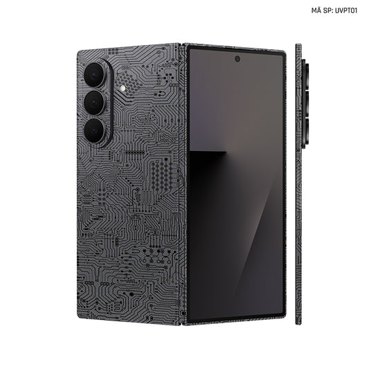 Dán Skin Galaxy Z Fold 7 Vân Nổi Vi Mạch Xám | UVPT01