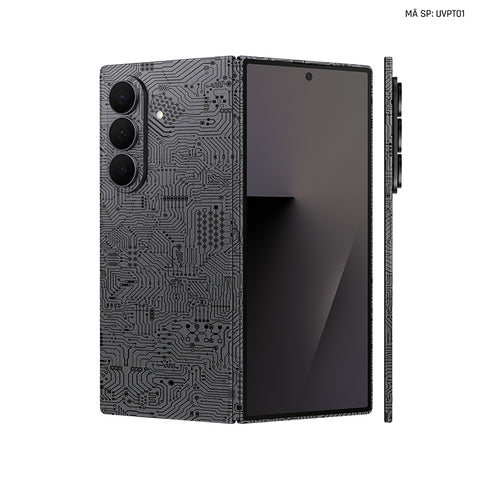 Dán Skin Galaxy Z Fold 7 Vân Nổi Vi Mạch Xám | UVPT01
