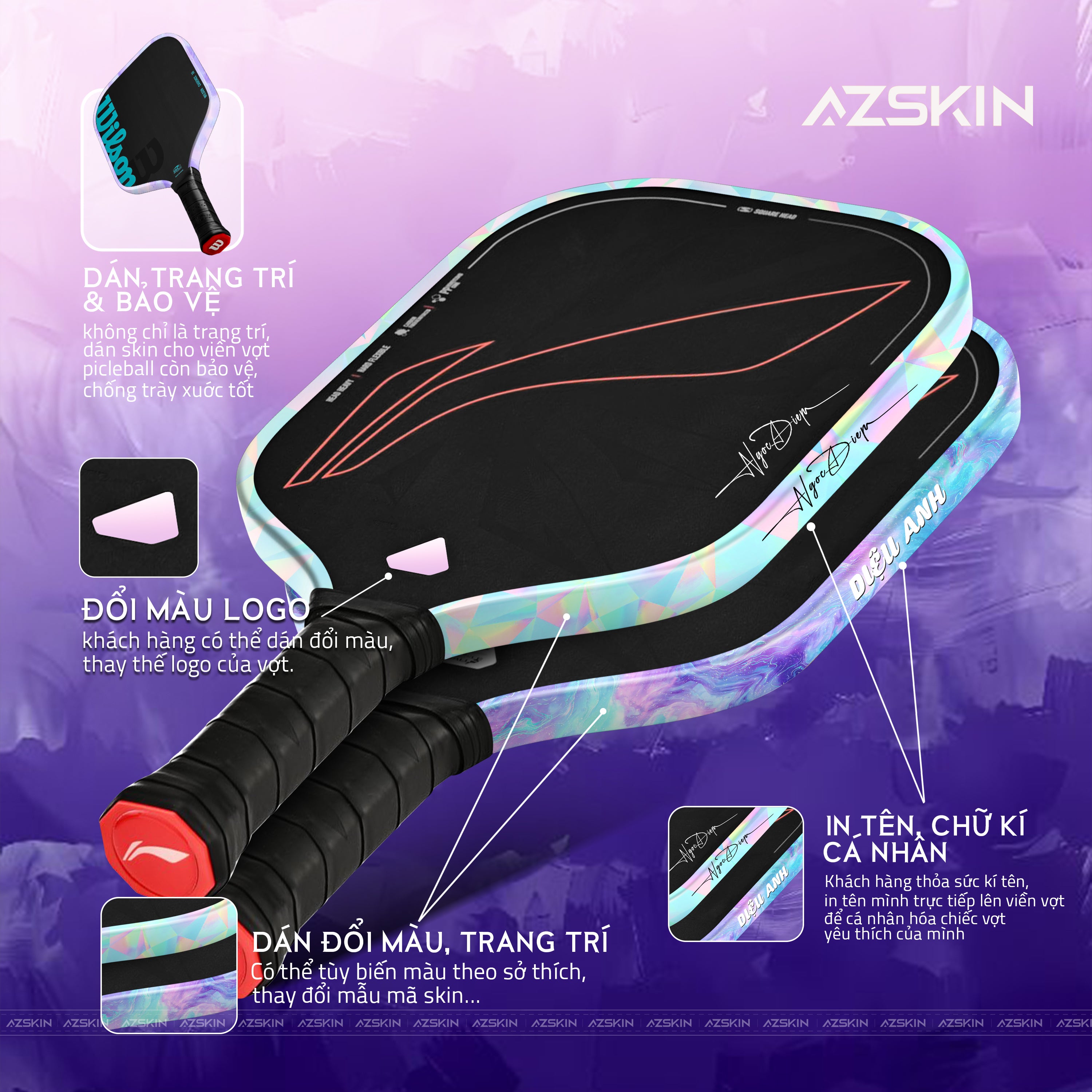 Miếng Dán Viền Vợt Pickleball Purple Dream đẹp