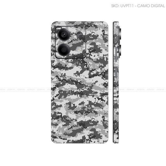 Dán Skin Điện Thoại Xiaomi Redmi 13 Series Vân Nổi Camo Digital Xám | UVPT11