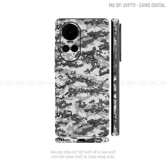 Dán Skin Điện Thoại OPPO Reno Series Vân Camo Digital Xám | UVPT11
