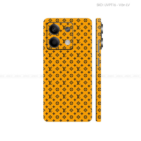 Dán Skin Điện Thoại Xiaomi Redmi 13 Series Vân Nổi LV Đen Vàng | UVPT16