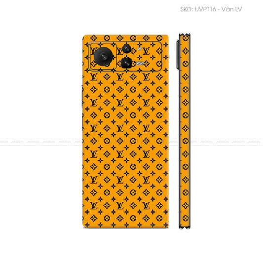 Dán Skin Điện Thoại Xiaomi Mix Fold Series Vân Nổi LV Vàng Đen | UVPT16