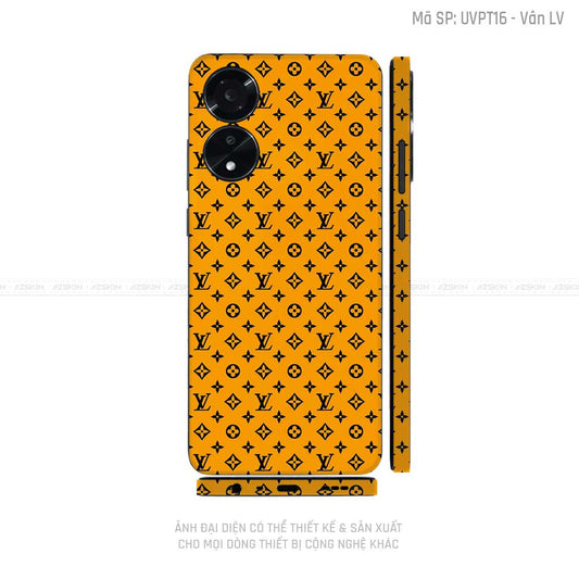 Miếng Dán Skin Điện Thoại OPPO A Series Vân Nổi LV Vàng Đen | UVPT16