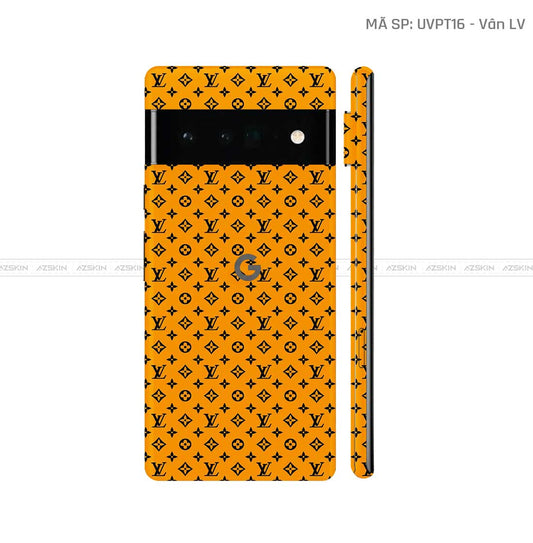 Dán Skin Google Pixel 6 Series Vân Pattern LV Đen Vàng | UVPT16