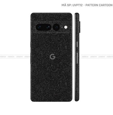 Dán Skin Google Pixel 7 Series Vân Pattern Cartoon Đen | UVPT12