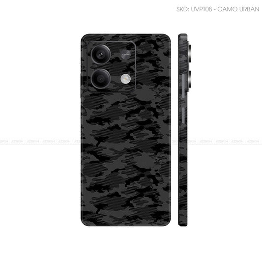Dán Skin Điện Thoại Xiaomi Redmi 13 Series Vân Nổi Camo Urban Đen | UVPT08