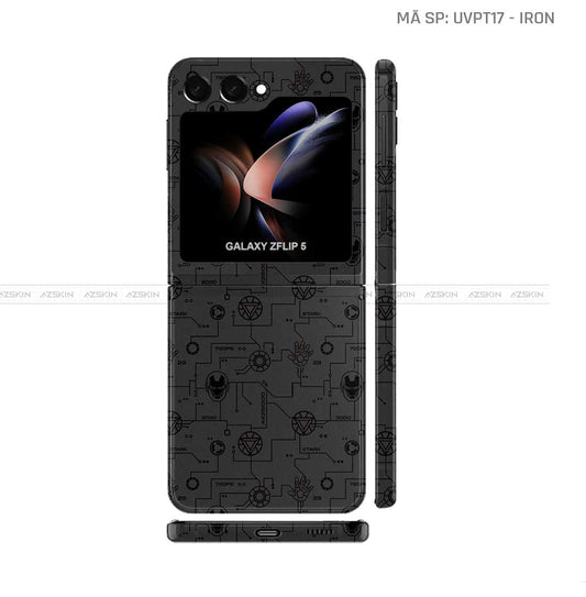 Dán Skin Galaxy Z Flip 7 Vân Nổi Pattern IRonman Đen | UVPT17