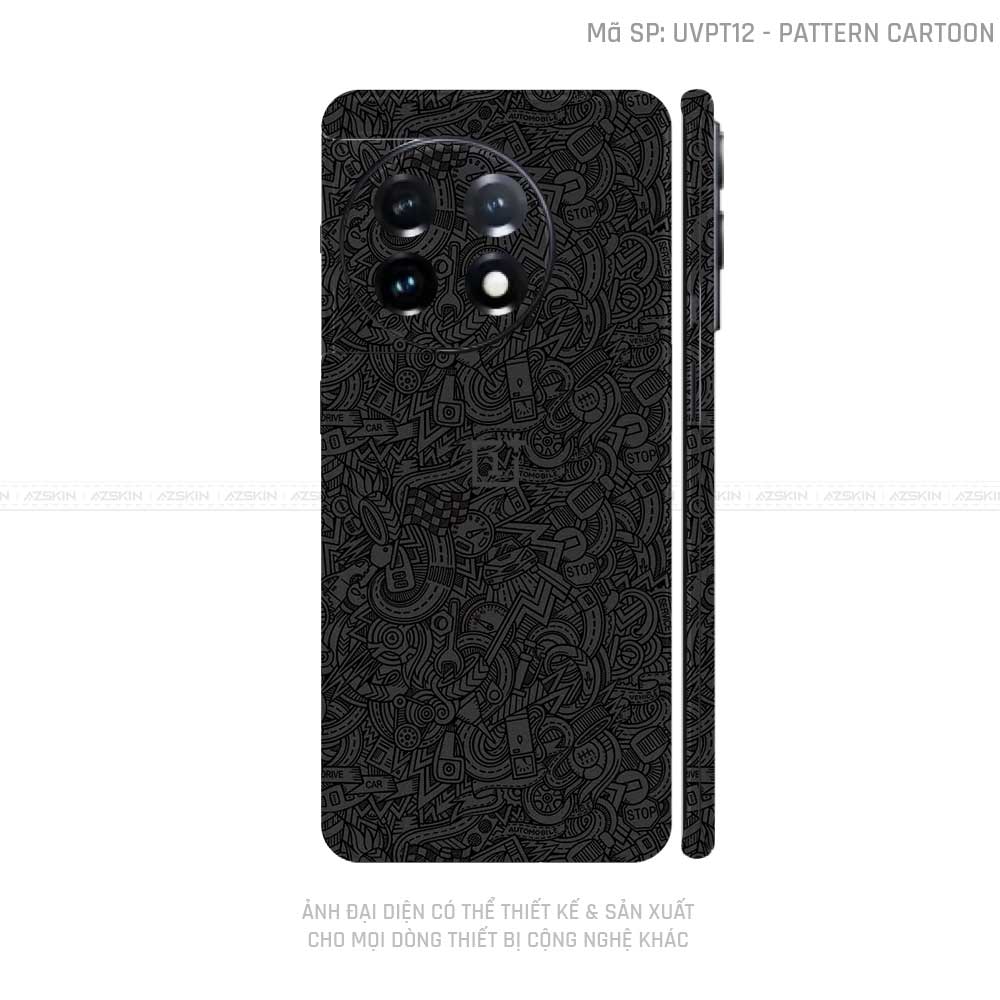 Dán Skin Oneplus Ace Series Vân Pattern Cartoon Đen | UVPT12