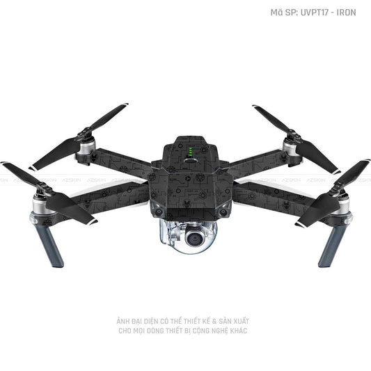 Dán Skin Flycam Vân Nổi Iron Man Đen | UVPT17