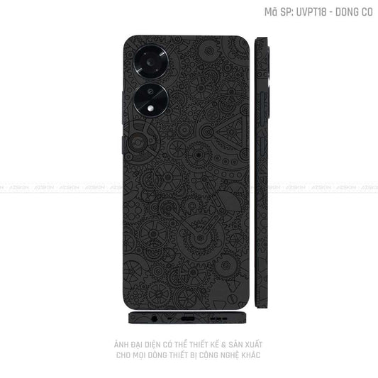 Miếng Dán Skin Điện Thoại OPPO A Series Vân Nổi Động Cơ Đen | UVPT18